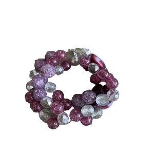 Stretch Bracelet Sparkle Metallic Purple Pink Silver Faceted Beaded